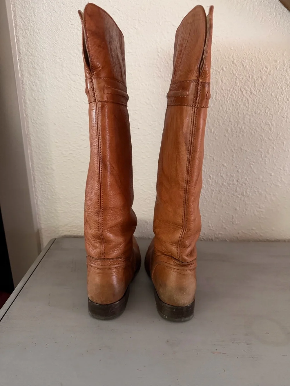 Frye Tall Leather Riding Boots - Cognac Brown